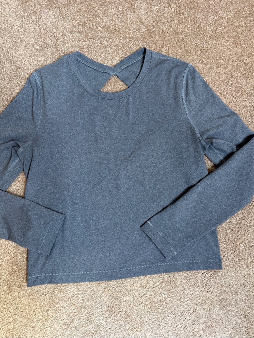 lululemon athletica Heathered Slate Gray Long Sleeve cut out Back Top